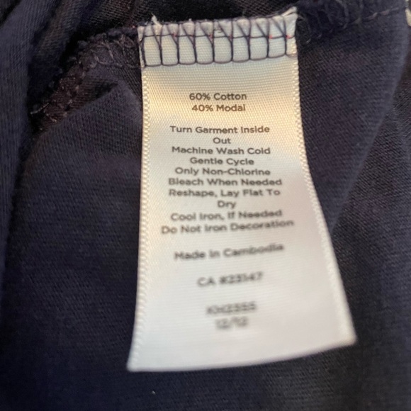 NWOT Talbots Navy and white detail short sleeved top Sz 1X Petite Modal Luxury - Picture 4 of 5